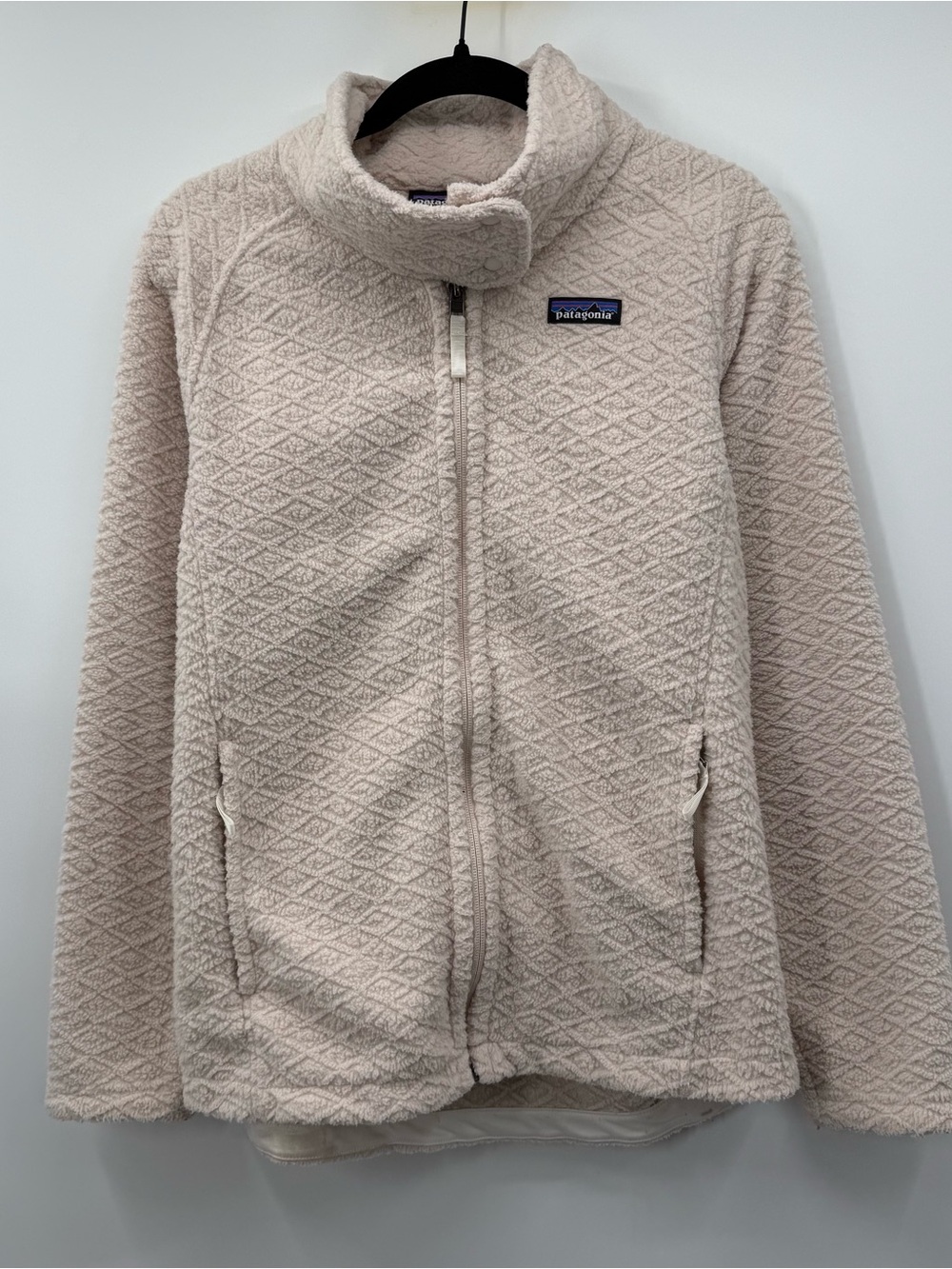 Patagonia Cream Quilted Fleece Full-Zip Jacket